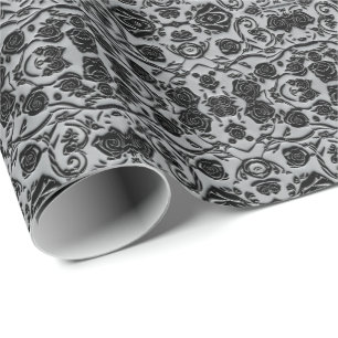 Papier Cadeau Gothique Graveyard Rose noir Motif