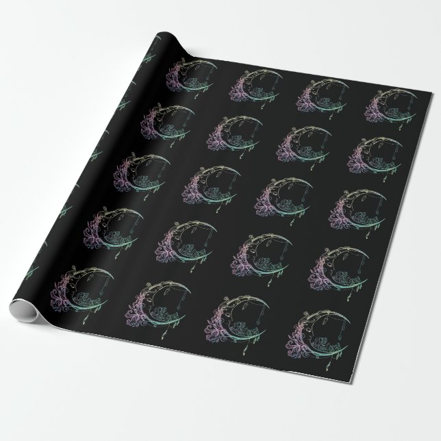 Papier Cadeau Gothique Wicca Crescent Pastel Goth Moon (Déroulé)