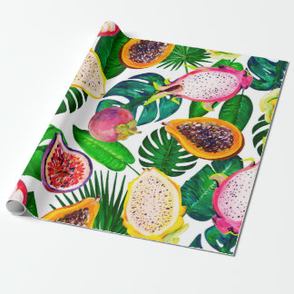 Papier Cadeau Gouache motif sans faille avec feuilles tropicaux 