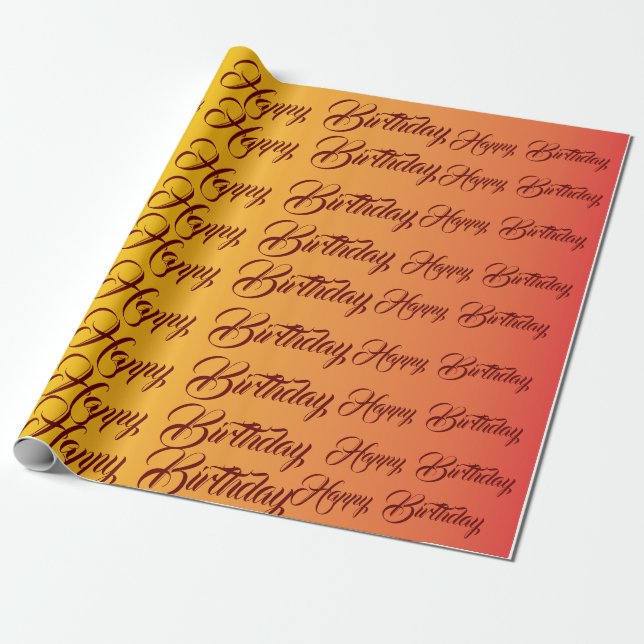 Papier Cadeau Gradient Fête d'anniversaire joyeuse (Déroulé)