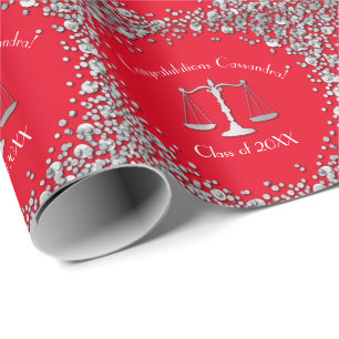 Papier Cadeau Graduation à l'école d'avocat Argent Rouge