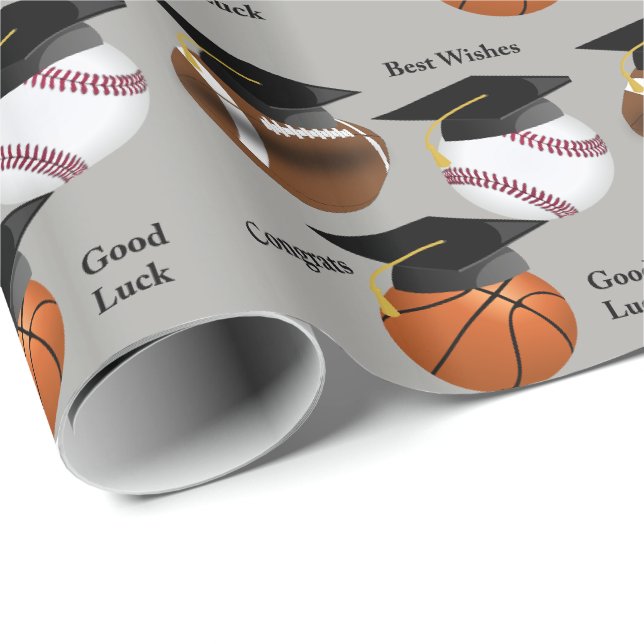 Papier Cadeau Graduation Casquette de football de basketball de  (Coin rond)