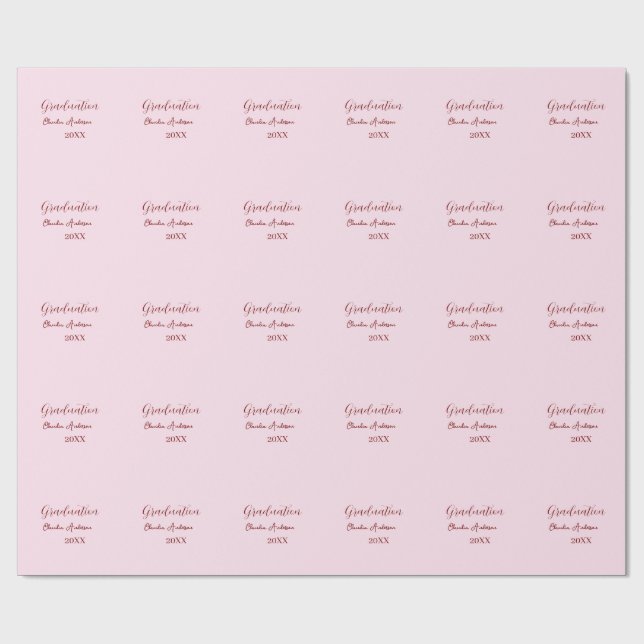 Papier Cadeau Graduation name class of 20XX mauve calligraphy co (Plat)