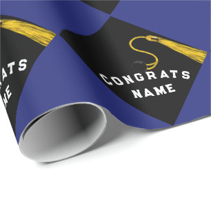 Papier Cadeau Graduation personnalisée Bleu