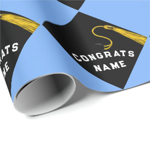 Papier Cadeau Graduation personnalisée Bleu clair