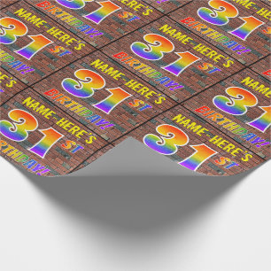 Papier Cadeau Graffiti arc-en-ciel Look 31E ANNIVERSAIRE! & Nom 