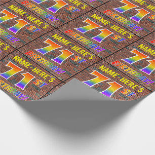 Papier Cadeau Graffiti arc-en-ciel Look 71E ANNIVERSAIRE! & Nom 