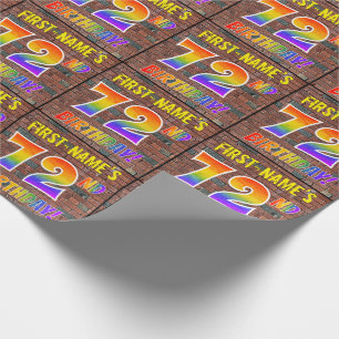 Papier Cadeau Graffiti arc-en-ciel Look 72E ANNIVERSAIRE! & Nom 