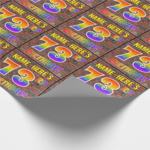 Papier Cadeau Graffiti arc-en-ciel Look 73E ANNIVERSAIRE! & Nom 