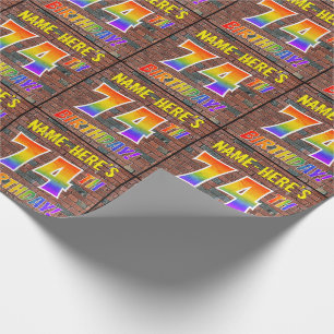 Papier Cadeau Graffiti arc-en-ciel Look 74E ANNIVERSAIRE! & Nom 