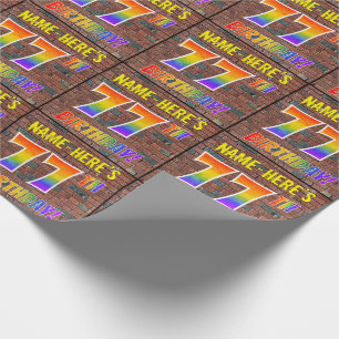 Papier Cadeau Graffiti arc-en-ciel Look 77E ANNIVERSAIRE! & Nom 