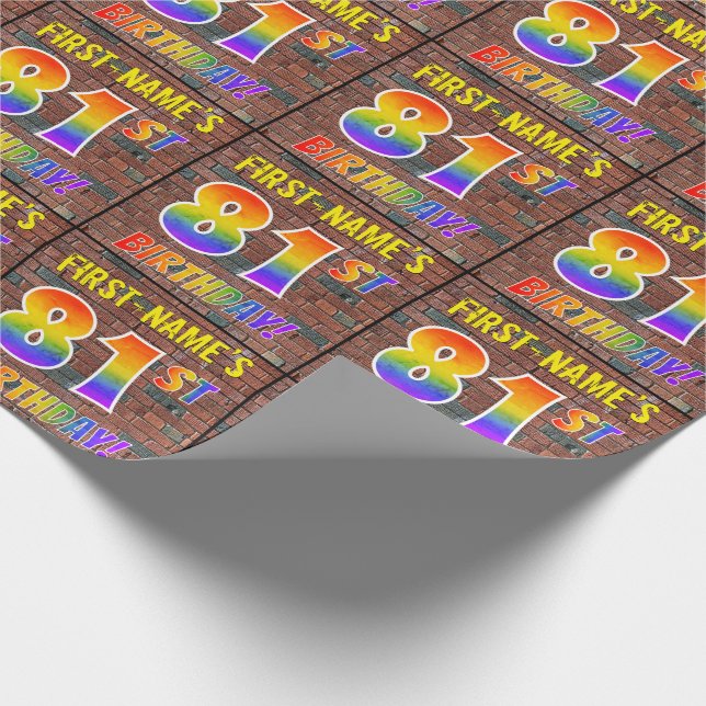 Papier Cadeau Graffiti arc-en-ciel Look 81E ANNIVERSAIRE! & Nom  (Coin)