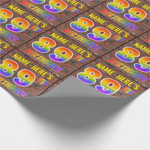 Papier Cadeau Graffiti arc-en-ciel Look 89E ANNIVERSAIRE! & Nom