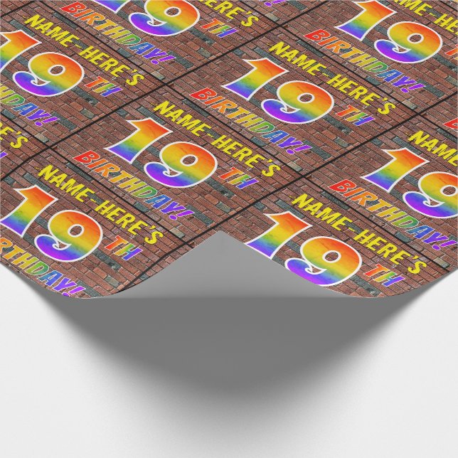 Papier Cadeau Graffiti arc-en-ciel Regardez 19E ANNIVERSAIRE! &  (Coin)