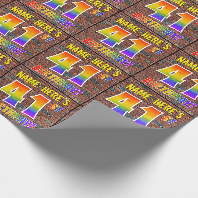 Papier Cadeau Graffiti Arc en ciel Regardez 41E ANNIVERSAIRE ! & (Coin)