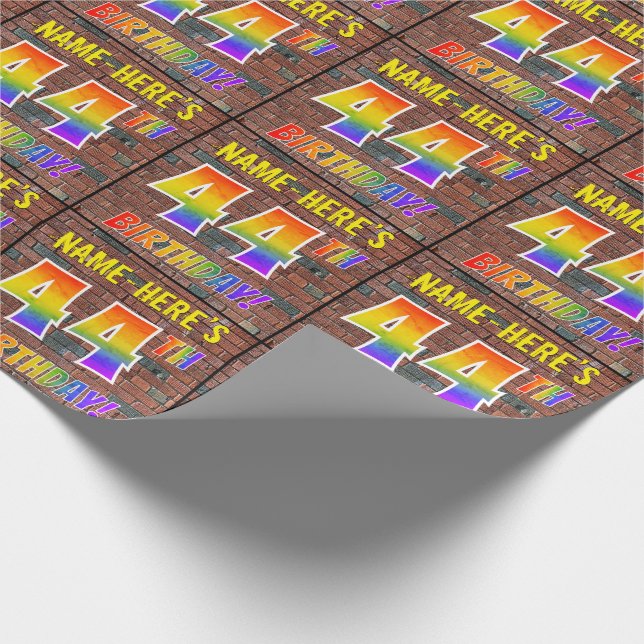 Papier Cadeau Graffiti arc-en-ciel Regardez 44ÈME ANNIVERSAIRE ! (Coin)