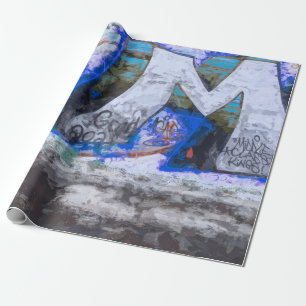 Papier Cadeau Graffiti Blue Urban Grunge Street Peinture murale
