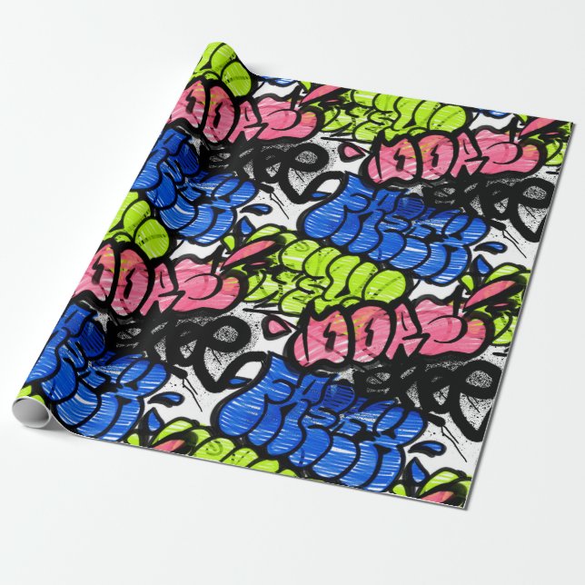 Papier Cadeau Graffiti d'art urbain papier Motif d'enveloppement (Déroulé)