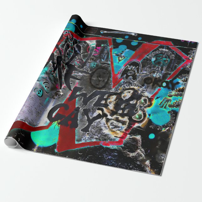 Papier Cadeau Graffiti Moderne Grunge Urban Street Art  (Déroulé)