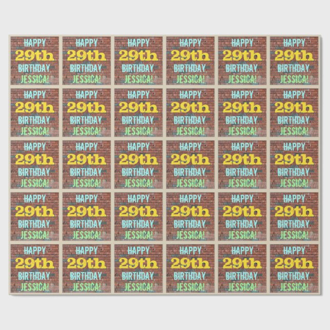 Papier Cadeau Graffiti muraux de briques inspiré 29e anniversair (Plat)