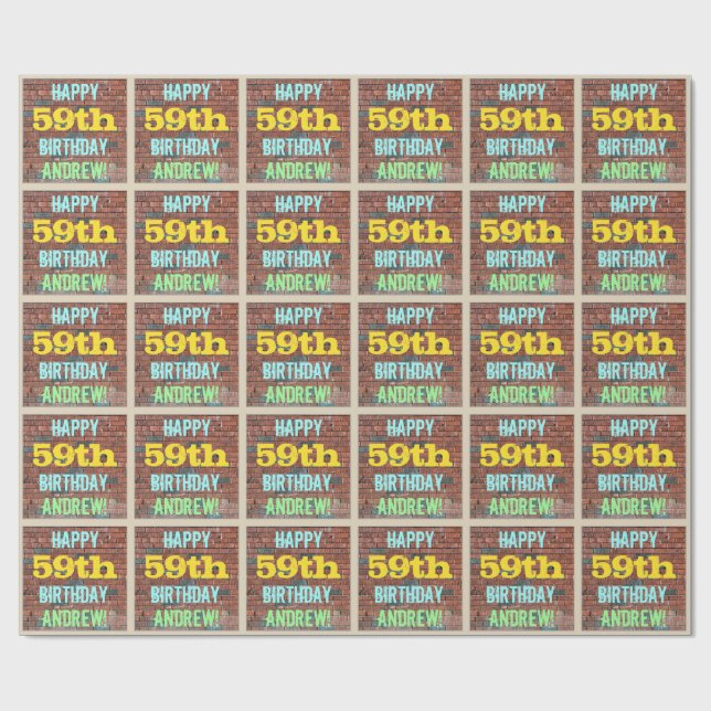 Papier Cadeau Graffiti muraux de briques inspiré 59e anniversair (Plat)
