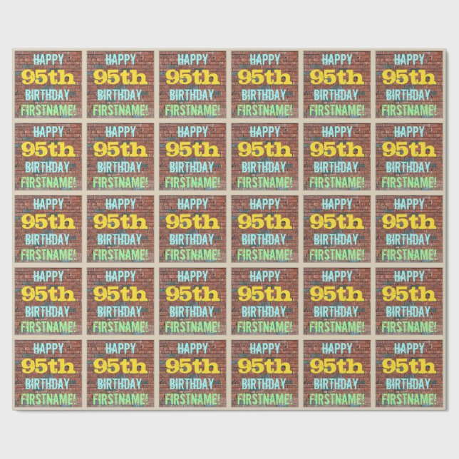 Papier Cadeau Graffiti muraux de briques inspiré 95e anniversair (Plat)