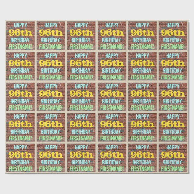 Papier Cadeau Graffiti muraux de briques inspiré 96e anniversair (Plat)