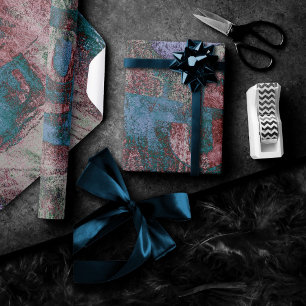 Papier Cadeau Graffiti peint Grunge   Taupe bleu rouille