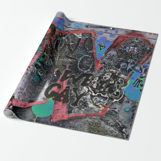 Papier Cadeau Graffiti Rouge Black Lettres Urban Street Wall Art (Déroulé)