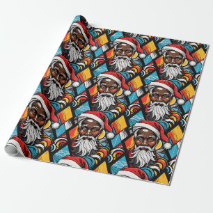Papier Cadeau Graffiti urbain noir afro-américain du Père Noël