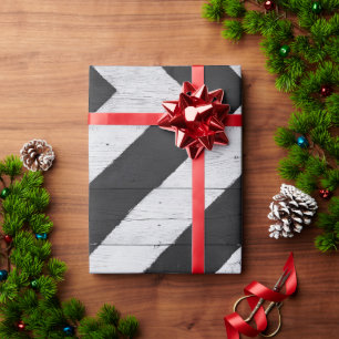 Papier Cadeau Grain de bois peint noir et blanc