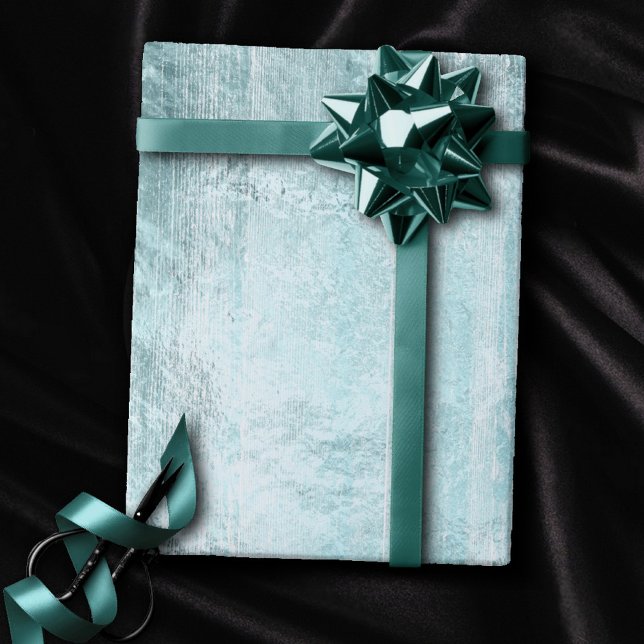 Papier Cadeau Grain de bois rustique | Turquoise Turquoise bleu  (Créateur téléchargé)