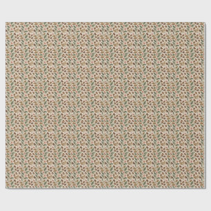 Papier Cadeau Grains de café torréfiés vintage et motif de fleur