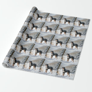 Papier Cadeau Grand Bouvier Suisse Noël sous la neige de Noël