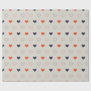 Papier Cadeau Grand - Cœurs adorables / crème orange foncé