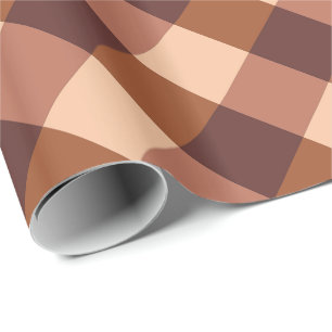 Papier Cadeau Grand damier de Buffalo, marron cacao et rose beig