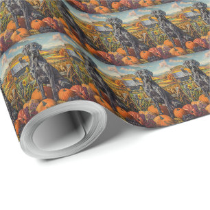 Papier Cadeau Grand Danois Automne Récolte Action de grâce
