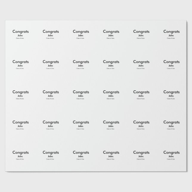 Papier Cadeau grand garçon ajouter nom félicitations date année  (Plat)