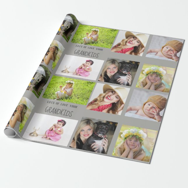 Papier Cadeau Grand-mère Grand-père PHOTO Collage Cadeau (Déroulé)