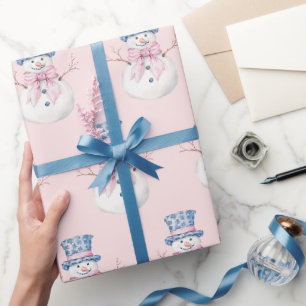 Papier Cadeau Grand-millénaire Noël Damask Snowman