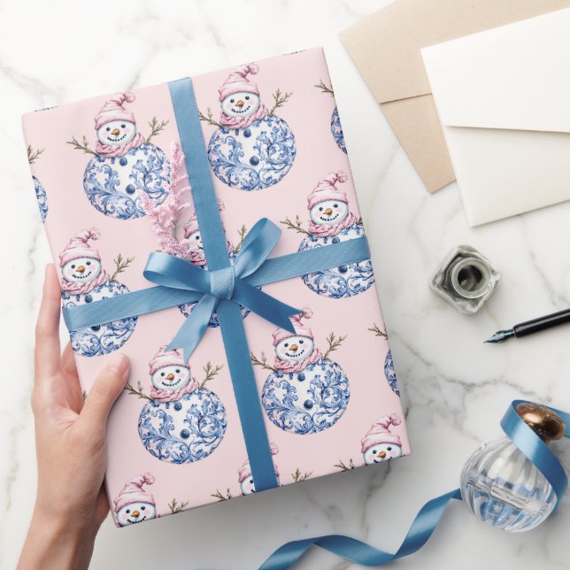 Papier Cadeau Grand-millénaire Noël Damask Snowman (Cadeaux)