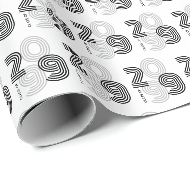 Papier Cadeau Grand nombre de Black Retro Classe de (Coin rond)