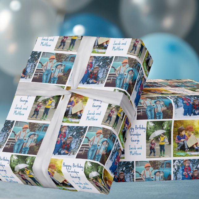 Papier Cadeau Grand-père Anniversaire Personnalisé Grandkids Pho (Créateur téléchargé)