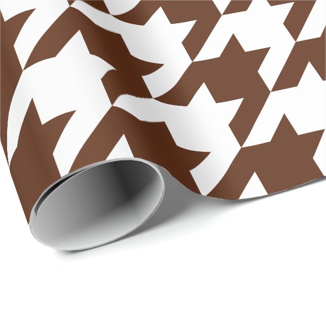 Papier Cadeau Grand pied-de-poule de brun et de blanc (Coin rond)