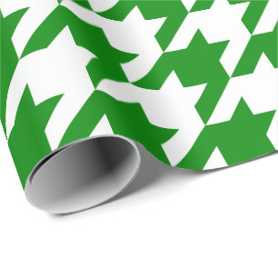 Papier Cadeau Grand pied-de-poule vert et blanc