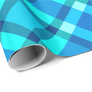 Papier Cadeau Grand Plaid Moderne, Bleu Cobalt, Aqua & Turquoise