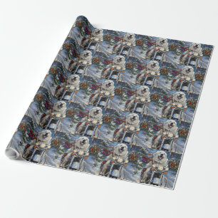 Papier Cadeau Grand Pyrénées Chien équitation Moto Noël