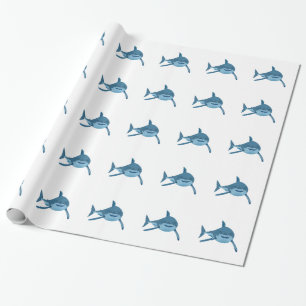 PAPIER CADEAU GRAND REQUIN BLANC