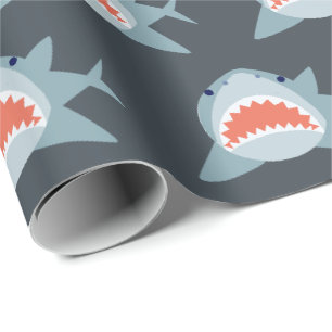 Papier Cadeau Grand requin blanc Motif bleu marine