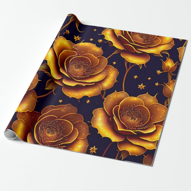 Papier Cadeau Grande Collection Rose de luxe Gold tendance (Déroulé)